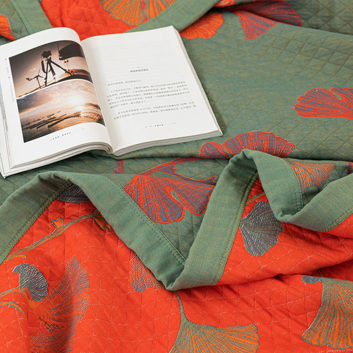 Valona Reversible Ginkgo Leaf Cotton Quilt