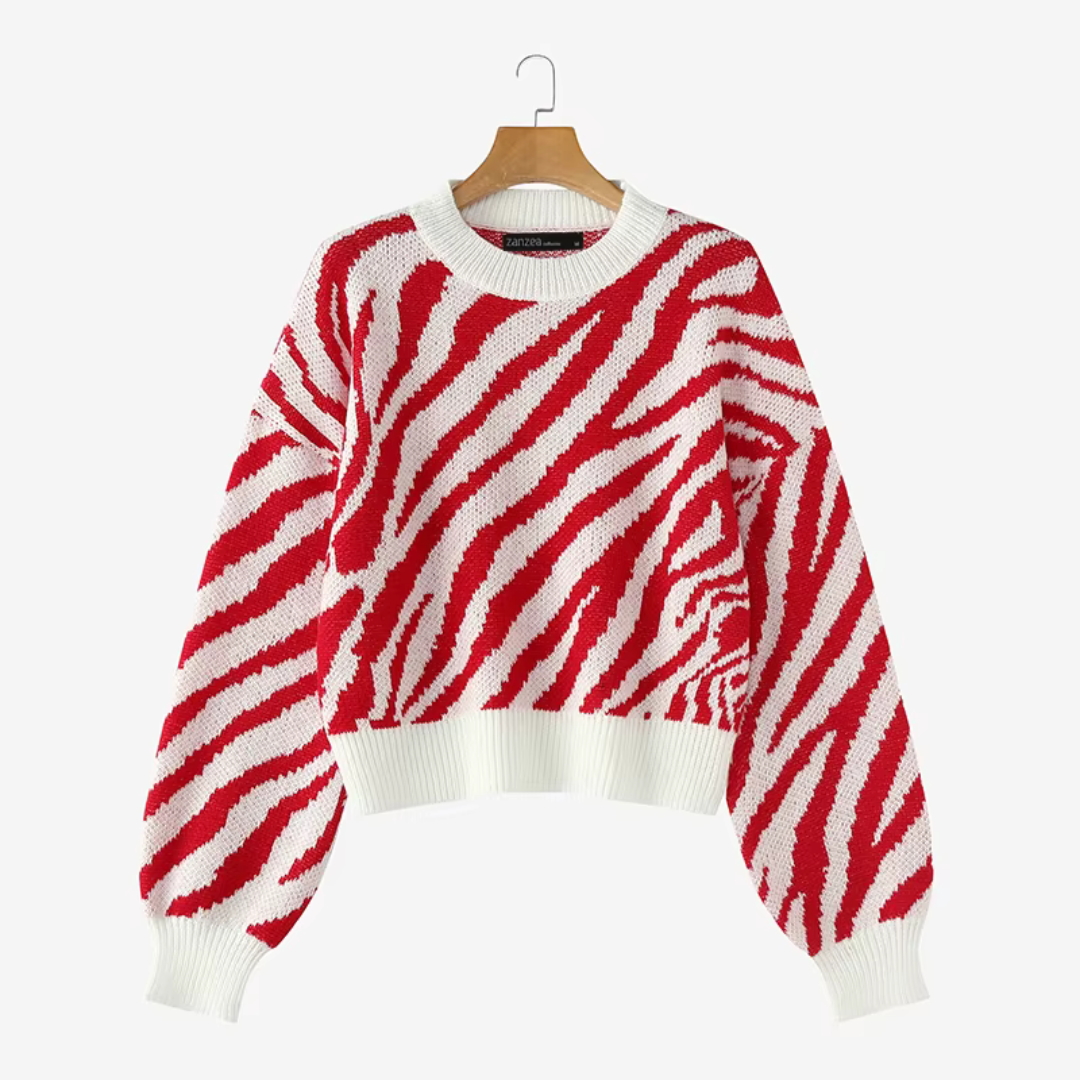 Olive Wild Stripe Knit Sweater