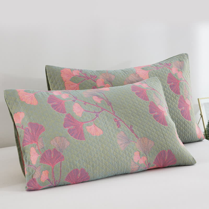 Valona Reversible Ginkgo Leaf Cotton Quilt