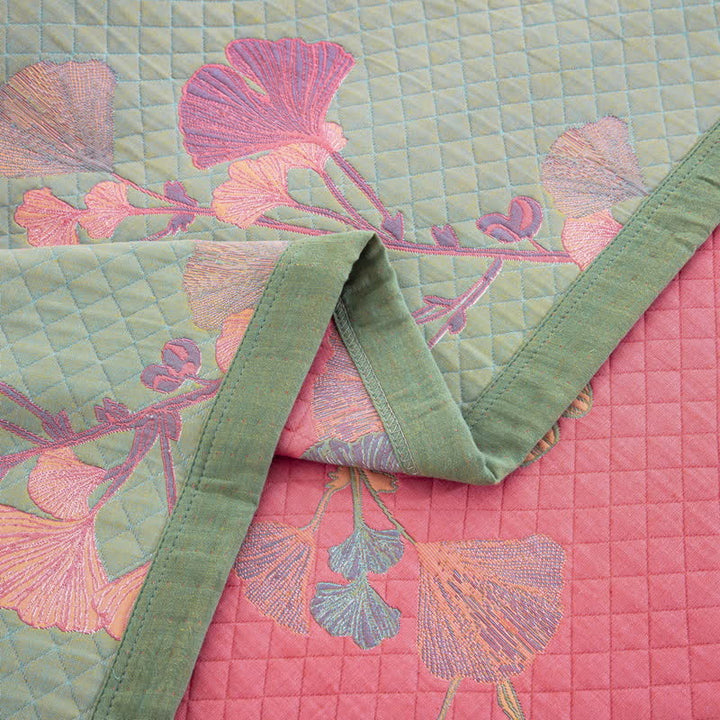 Valona Reversible Ginkgo Leaf Cotton Quilt