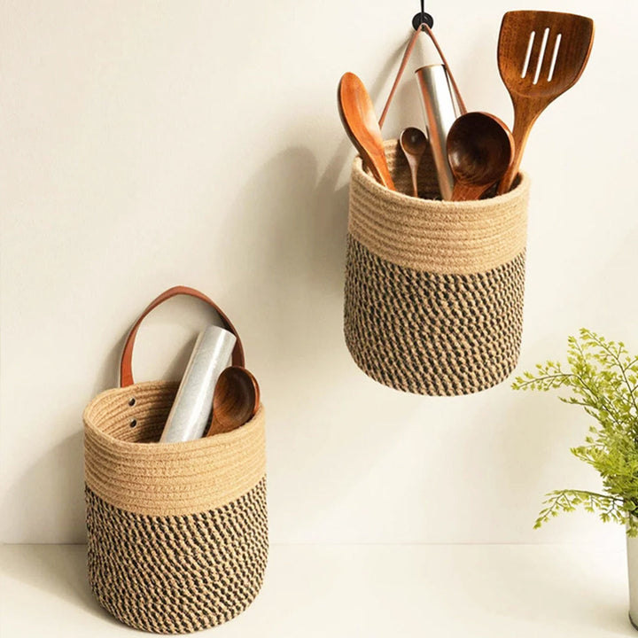Wall Hanging Woven Storage Basket – Boho-Style Seagrass Organizer