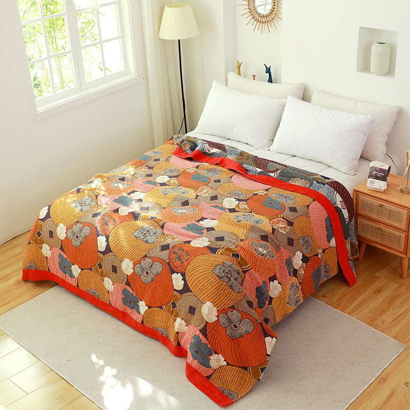Persimmon Cotton Gauze Reversible Quilt