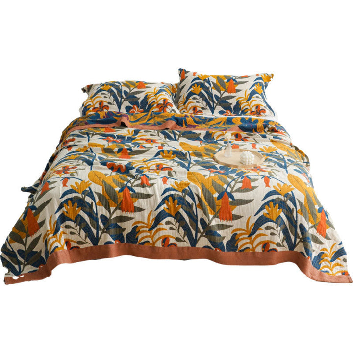 Amber Floral Printed Reversible Cotton Quilt