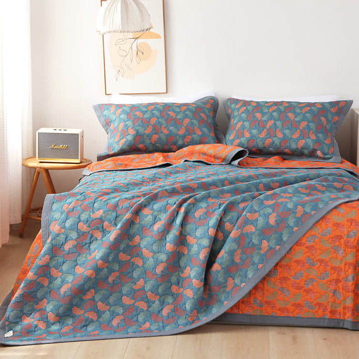 Reversible Ginkgo Leaf Cotton Quilt