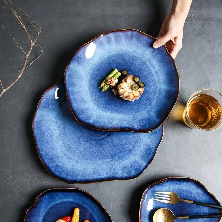 Japanese Style Indigo Ceramic Plates