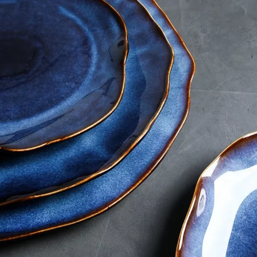 Japanese Style Indigo Ceramic Plates