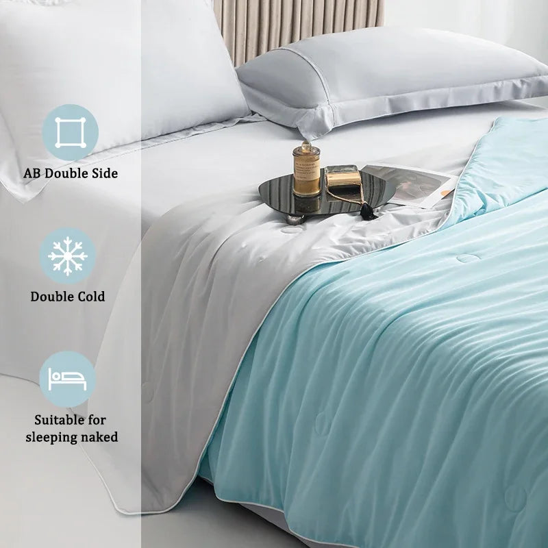 Ice Silk Cooling Blanket – Lightweight Summer Comforter for Bed
