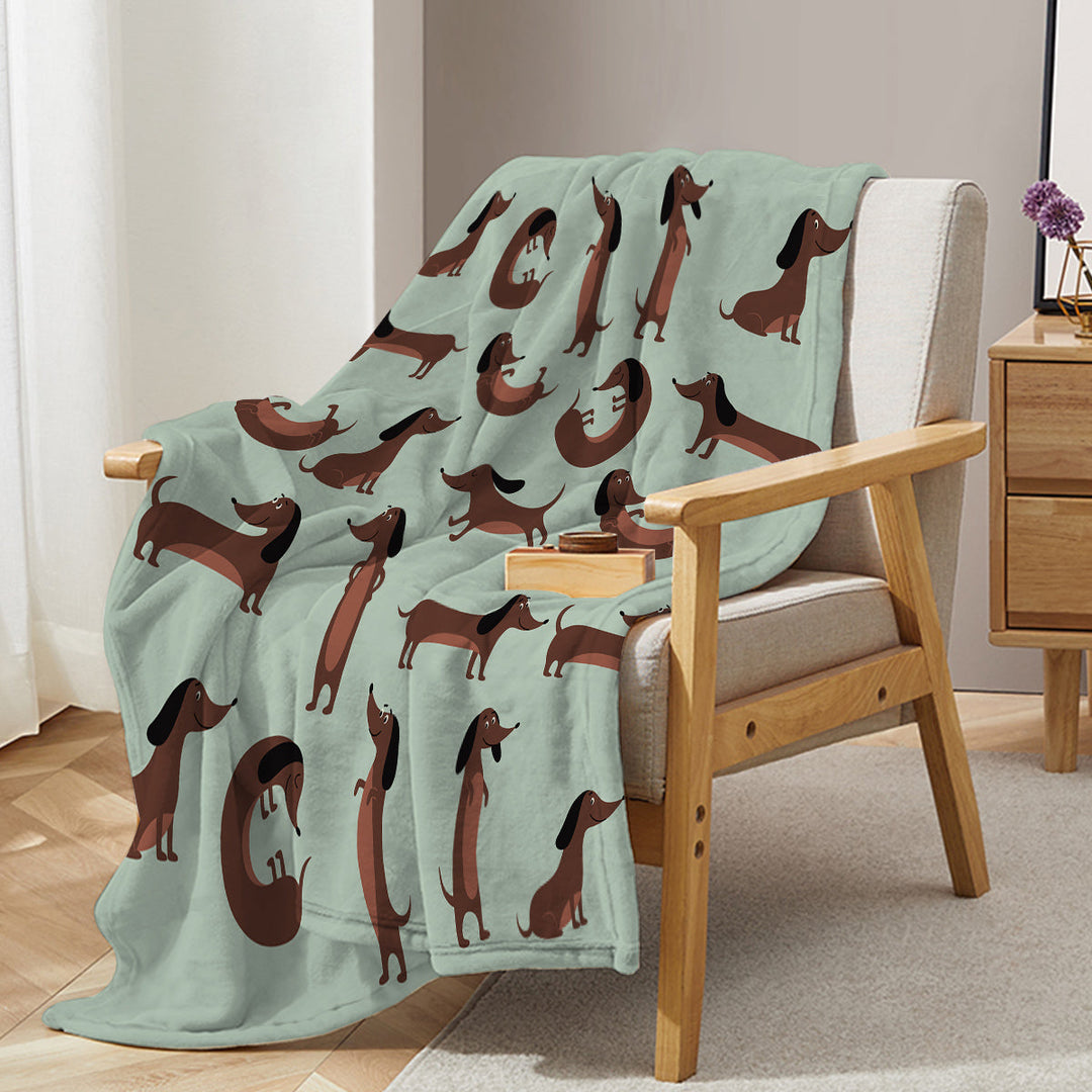 Dachshund Print Fleece Throw Blanket – Soft Flannel Plush Dog Blanket
