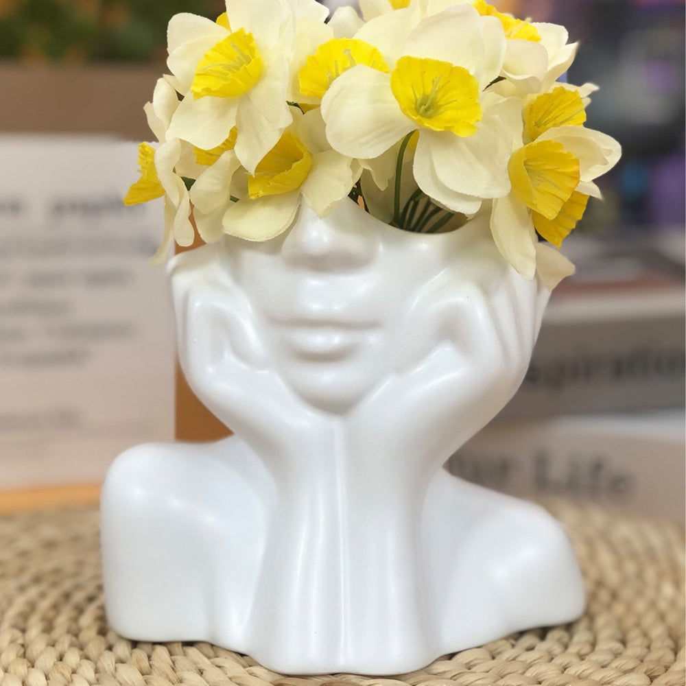 Gold Resin Human Face Flower Vase