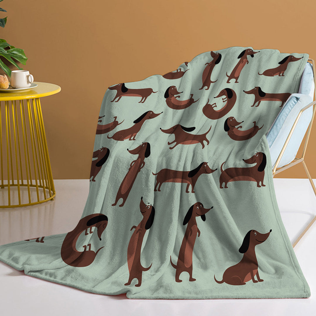 Dachshund Print Fleece Throw Blanket – Soft Flannel Plush Dog Blanket