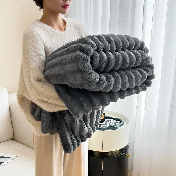 Ultra-Plush Ribbed Throw Blanket