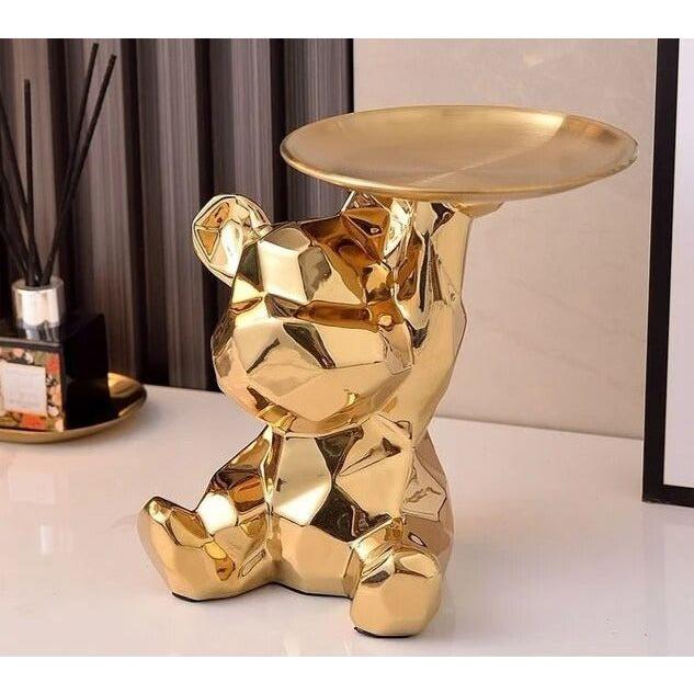 Geometric Bear Storage Sculpture – Ceramic Modern Home Decor