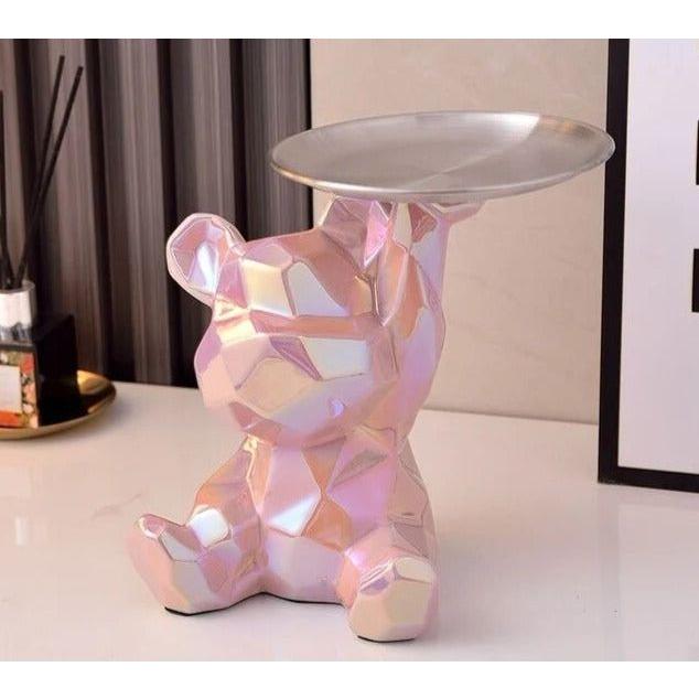Geometric Bear Storage Sculpture – Ceramic Modern Home Decor