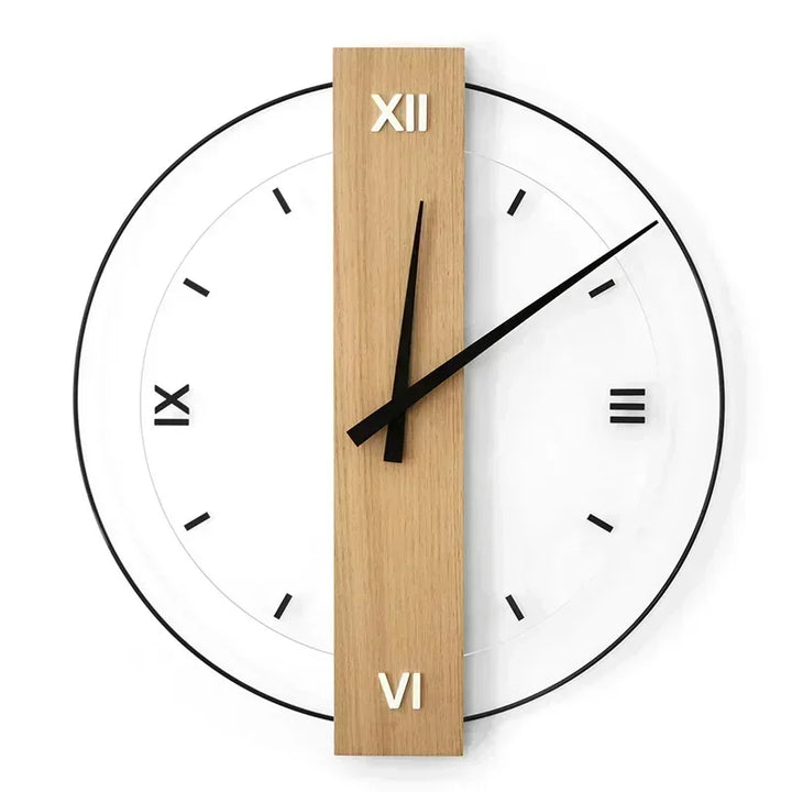 Minimalist Wood and Metal Wall Clock