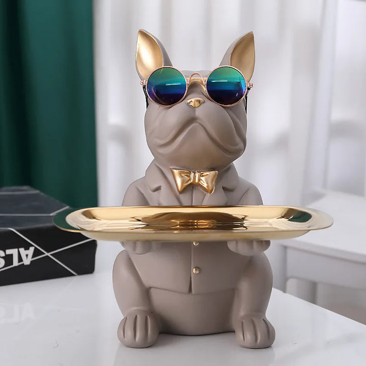 French Bulldog Resin Tray Figurine – Decorative Dog Statue for Keys, Jewelry & Home Decor