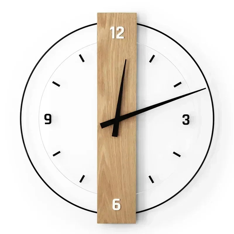 Minimalist Wood and Metal Wall Clock