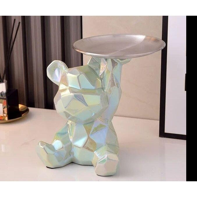 Geometric Bear Storage Sculpture – Ceramic Modern Home Decor