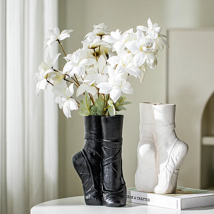 Ballet Slipper Ceramic Vase – Elegant Porcelain Home Decor