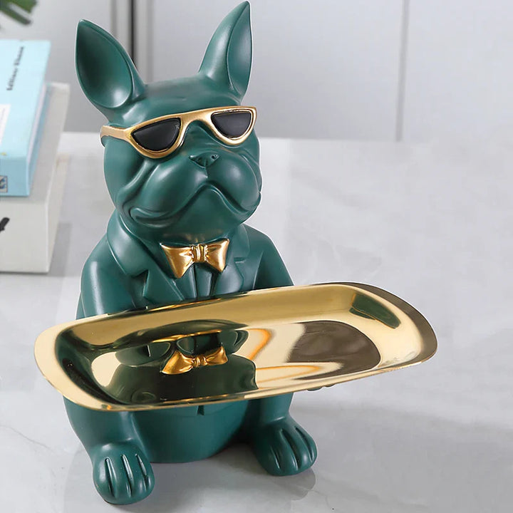 French Bulldog Resin Tray Figurine – Decorative Dog Statue for Keys, Jewelry & Home Decor