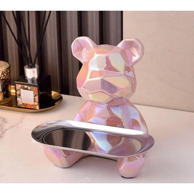 Geometric Bear Storage Sculpture – Ceramic Modern Home Decor