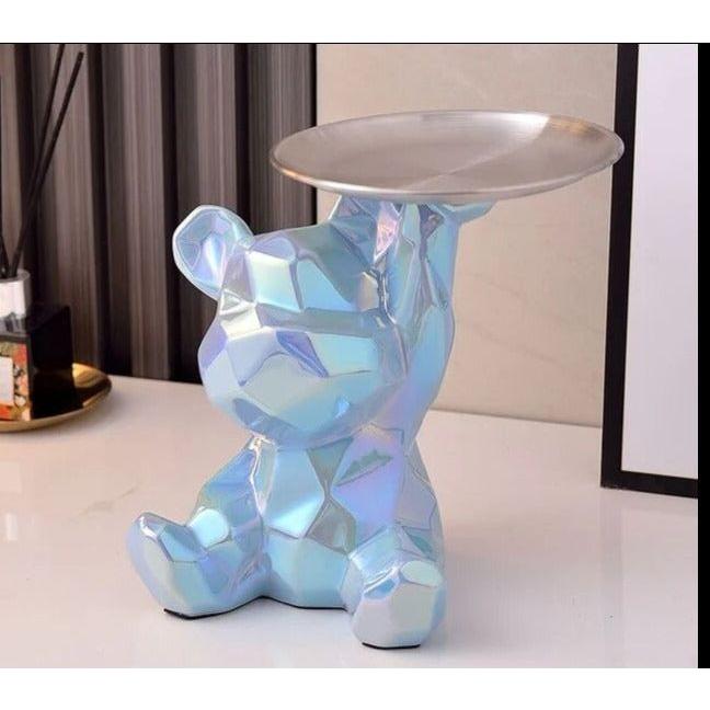 Geometric Bear Storage Sculpture – Ceramic Modern Home Decor