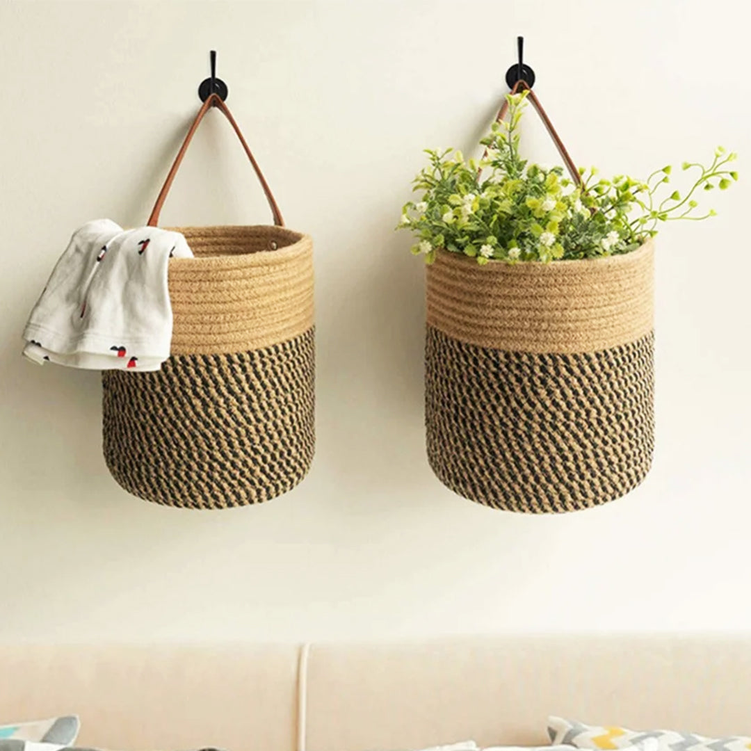 Wall Hanging Woven Storage Basket – Boho-Style Seagrass Organizer