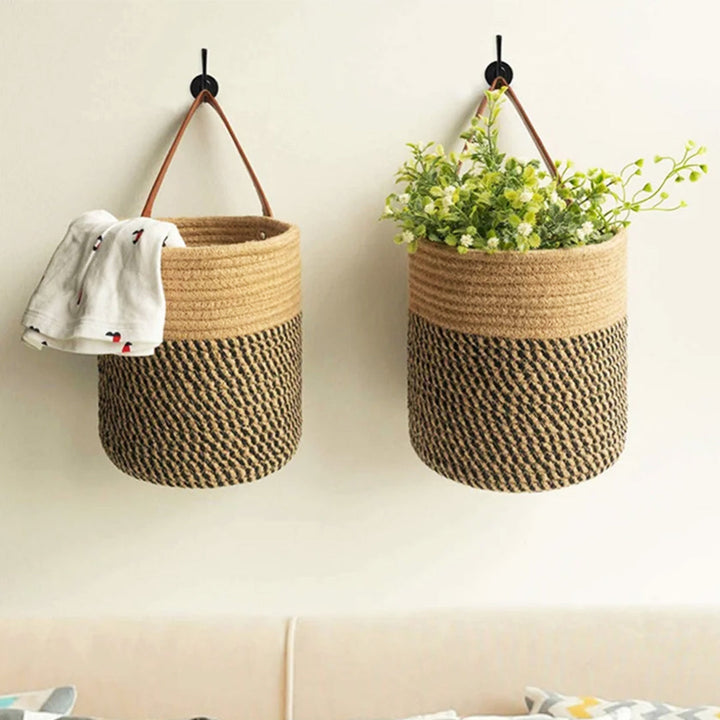Wall Hanging Woven Storage Basket – Boho-Style Seagrass Organizer