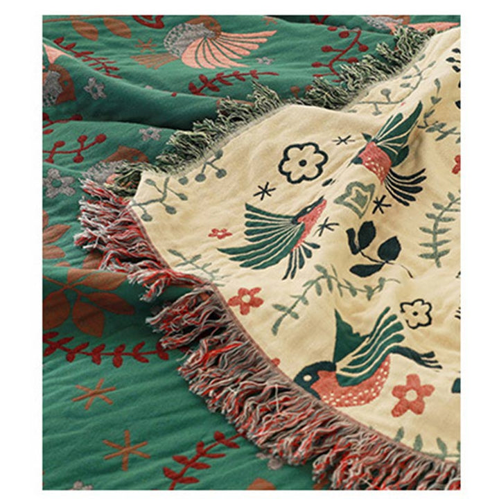 Solari Cotton Bird & Floral Reversible Blanket