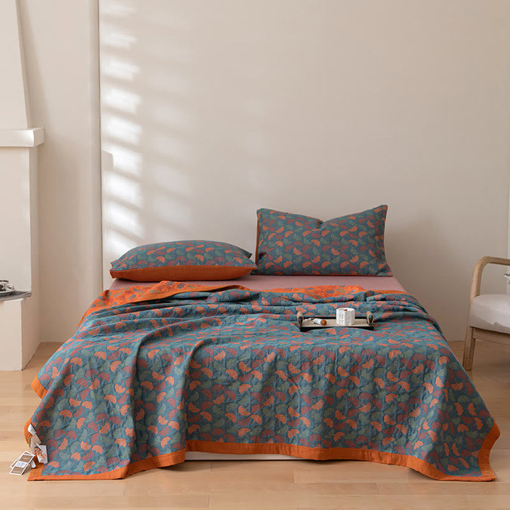 Reversible Ginkgo Leaf Cotton Quilt