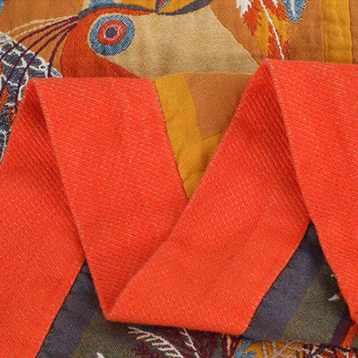 Reversible Cotton Quilt with Toucan Design
