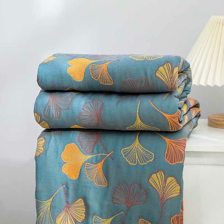 Solina Reversible Ginkgo Leaf Cotton Quilt