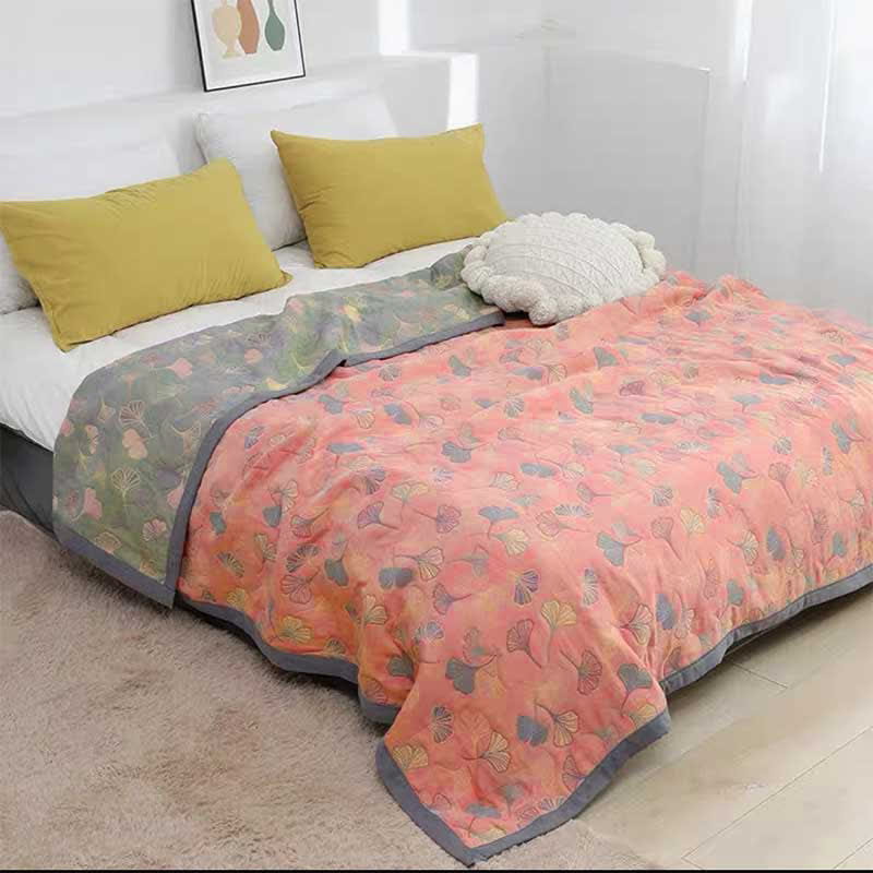Solina Reversible Ginkgo Leaf Cotton Quilt