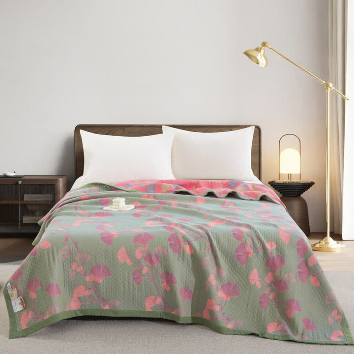 Valona Reversible Ginkgo Leaf Cotton Quilt