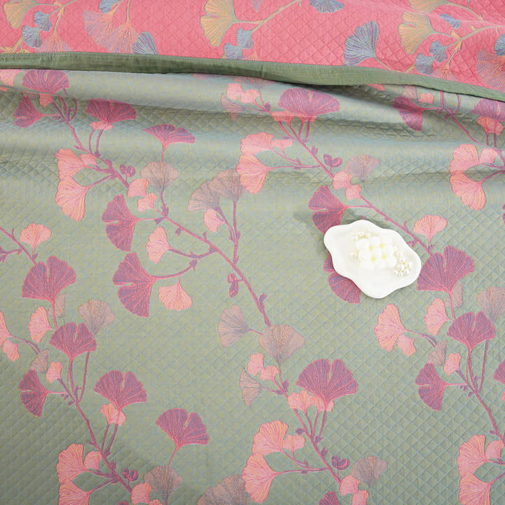 Valona Reversible Ginkgo Leaf Cotton Quilt