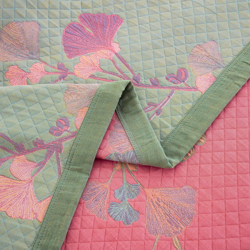 Valona Reversible Ginkgo Leaf Cotton Quilt