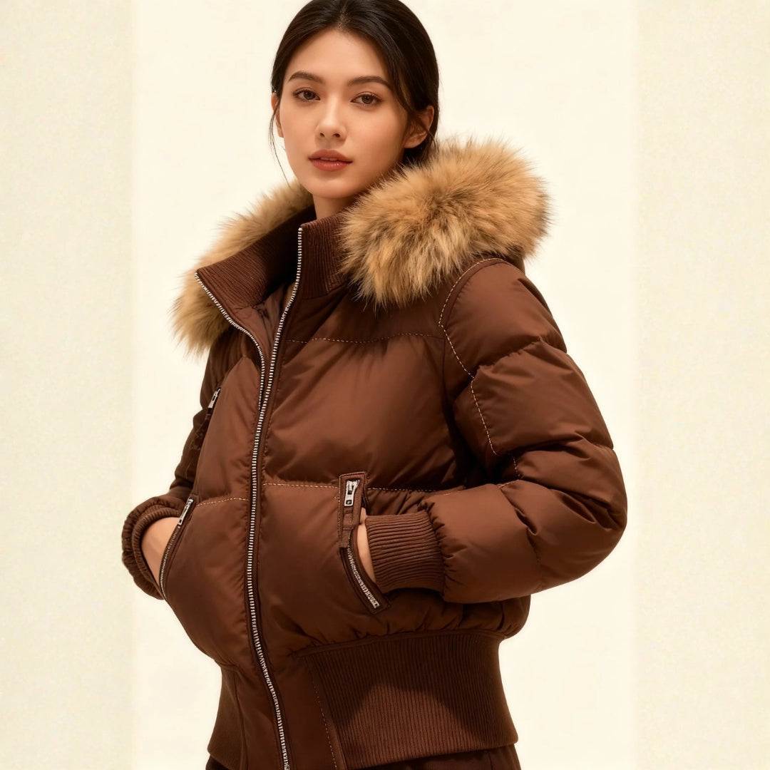 Heidi Hooded Faux-Fur Puffer Jacket