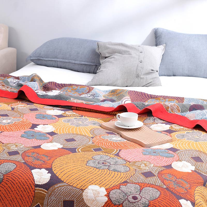 Persimmon Cotton Gauze Reversible Quilt
