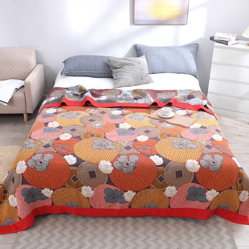 Persimmon Cotton Gauze Reversible Quilt
