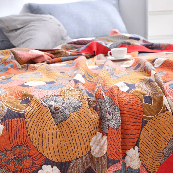 Persimmon Cotton Gauze Reversible Quilt