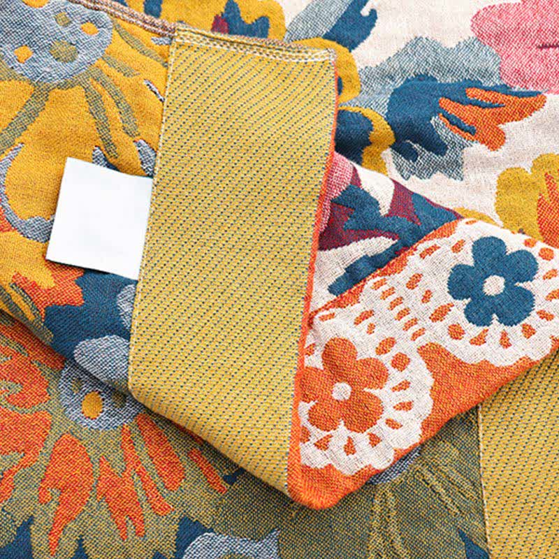Reversible Cotton Flower Quilt – Organic Double-Sided Bedding