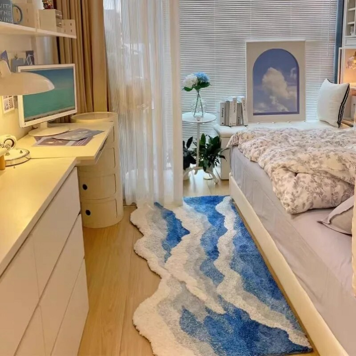 Ocean Drift Plush Wave Rug – Coastal Gradient Anti-Slip Mat