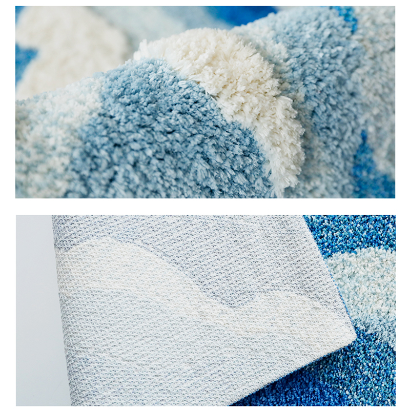 Ocean Drift Plush Wave Rug – Coastal Gradient Anti-Slip Mat