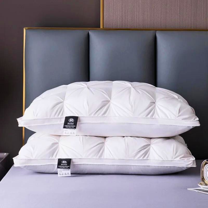 Luxury Goose Down Bed Pillow – Hypoallergenic Neck Support Cushion for Deep Sleep