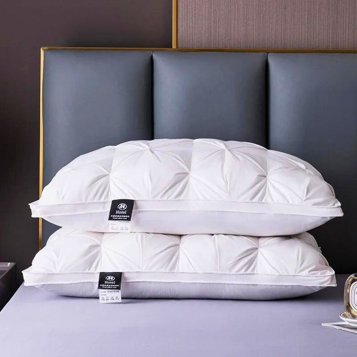 Luxury Goose Down Bed Pillow – Hypoallergenic Neck Support Cushion for Deep Sleep