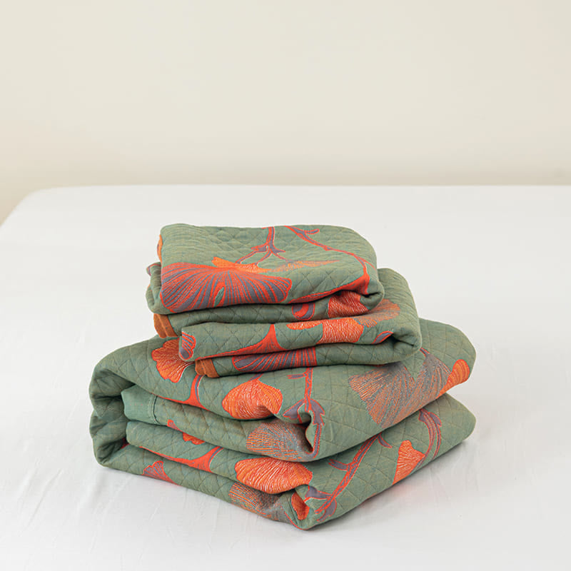 Valona Reversible Ginkgo Leaf Cotton Quilt