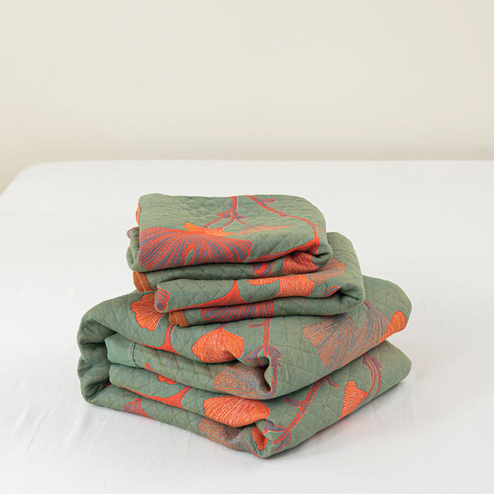 Valona Reversible Ginkgo Leaf Cotton Quilt