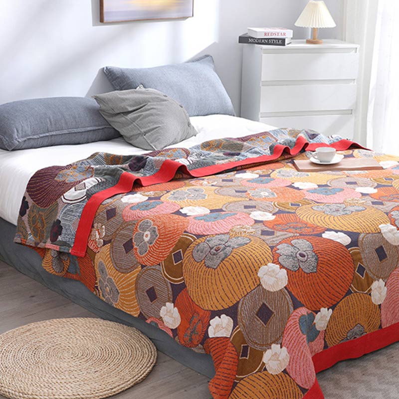 Persimmon Cotton Gauze Reversible Quilt