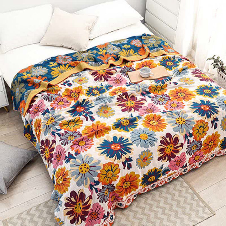 Reversible Cotton Flower Quilt – Organic Double-Sided Bedding