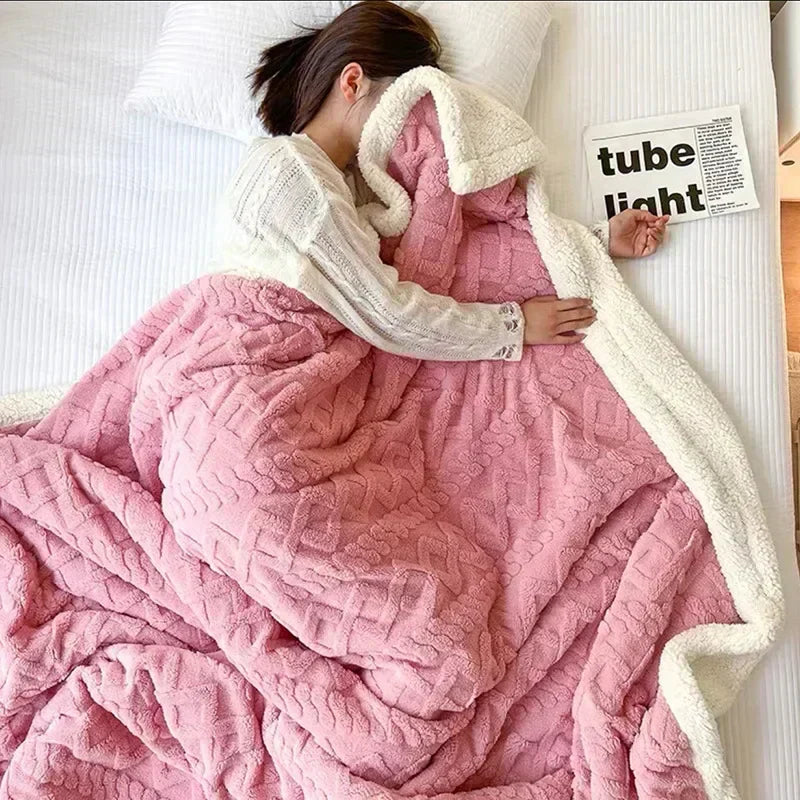 Ultra-Soft Lambswool Fleece Blanket – Thick Winter Bed Throw