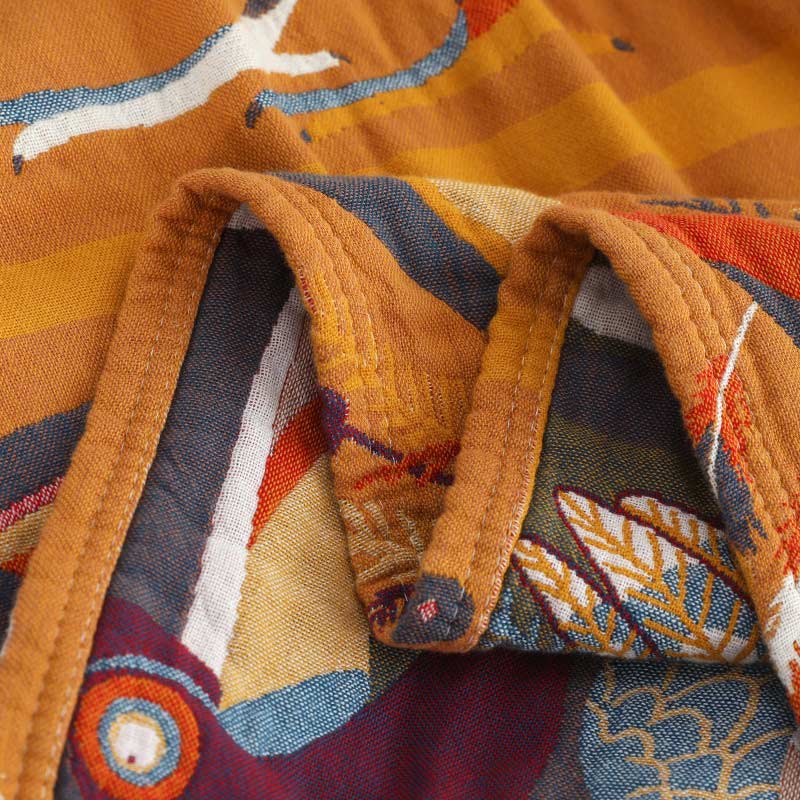 Reversible Cotton Quilt with Toucan Design
